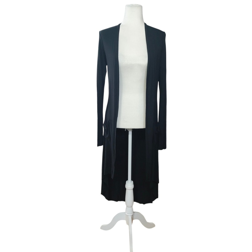 Joah Brown Black Modal Duster Cardigan Open Front Long Sleeve One Size USA